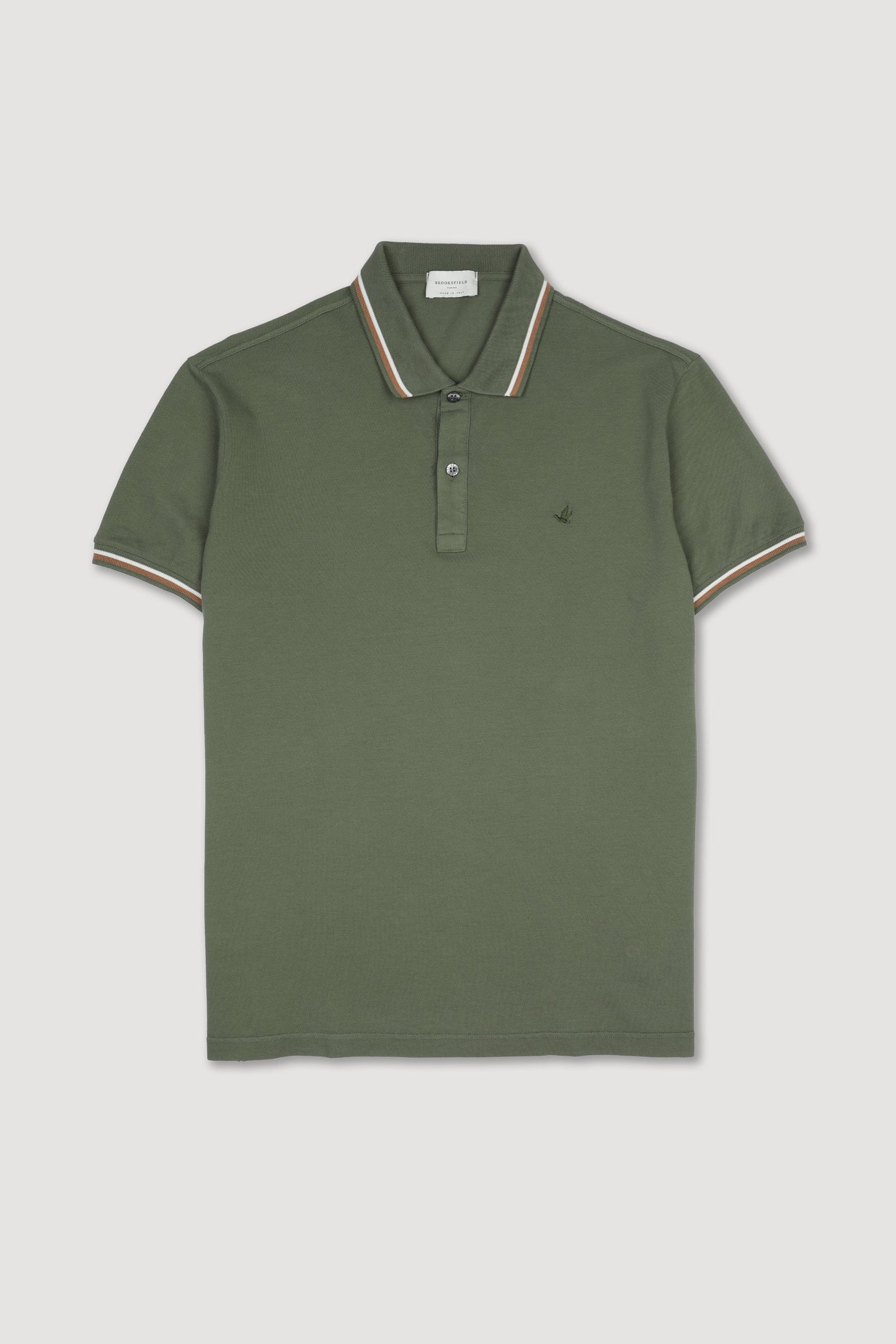Polo BROOKSFIELD in piquet con collo e polsi rigati p/e 26