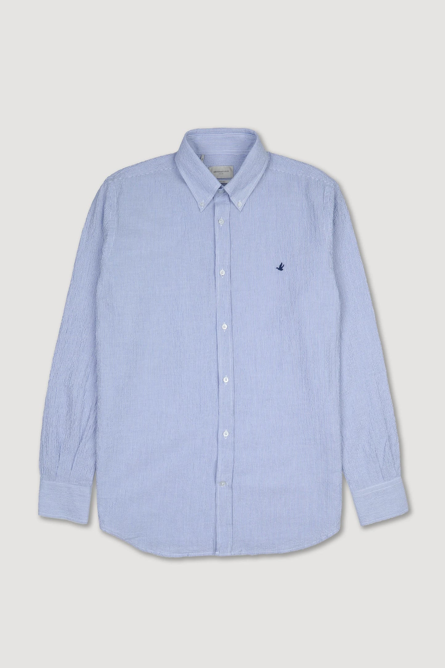 Camicia BROOKSFIELD button down regular fit in seersucker di cotone stretch rigato P/e 26