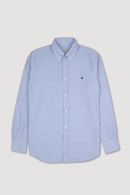 Camicia BROOKSFIELD button down regular fit in seersucker di cotone stretch rigato P/e 26