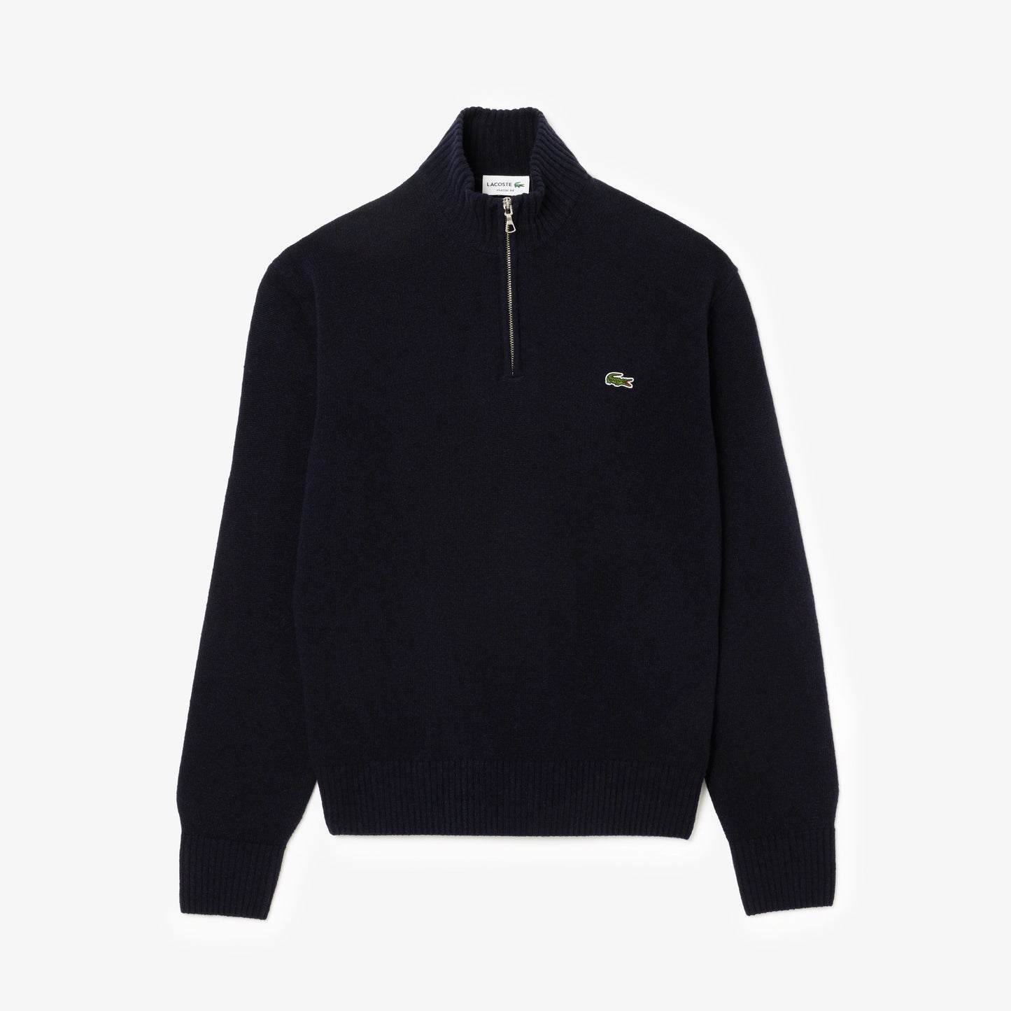 Maglione LACOSTE in lana cardata con zip sul collo ah3052