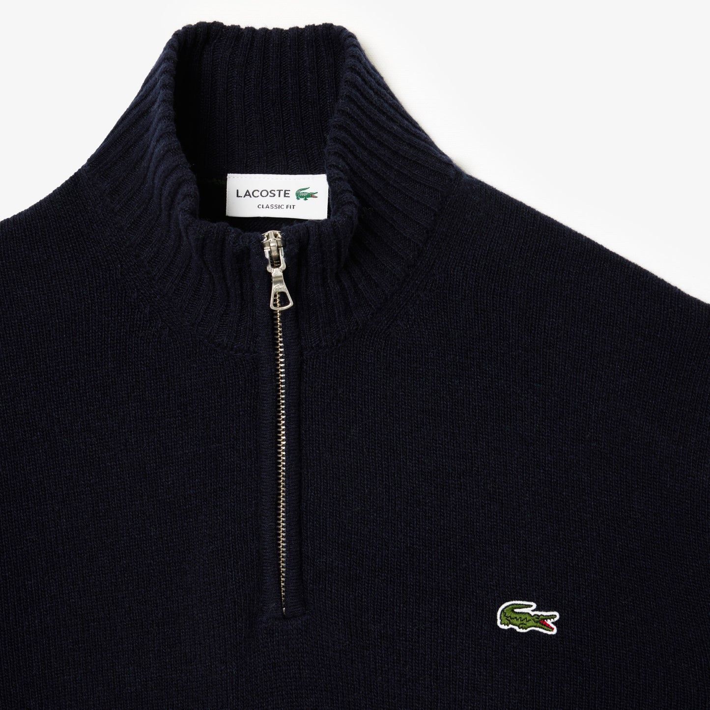 Maglione LACOSTE in lana cardata con zip sul collo ah3052