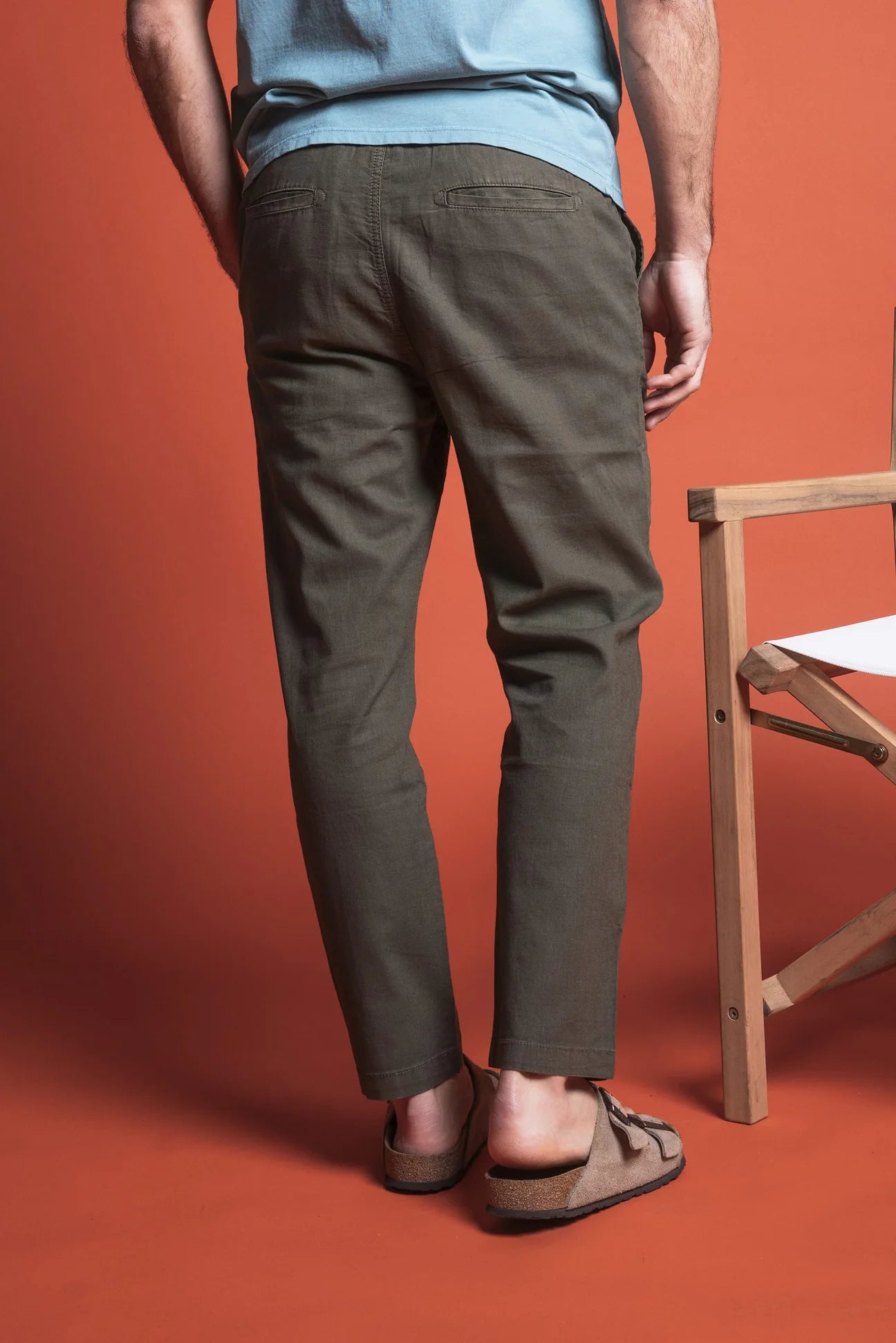 PANTALONE IMPURE COMFORT MISTO LINO CON LACCETTI