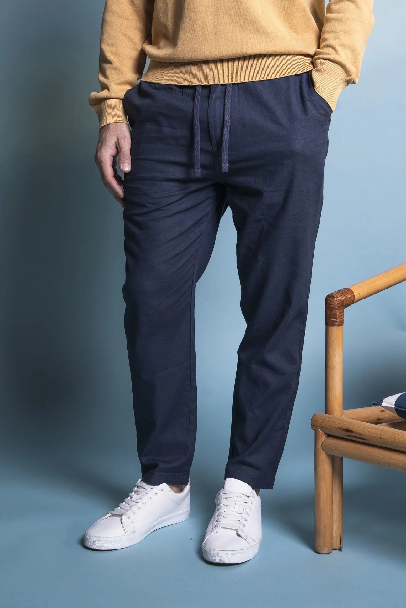 PANTALONE IMPURE COMFORT MISTO LINO CON LACCETTI
