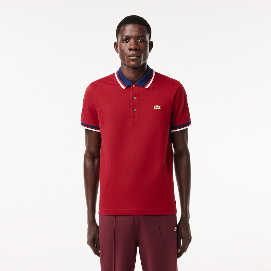 Polo LACOSTE in petit piqué collo in contrasto art. PH3461