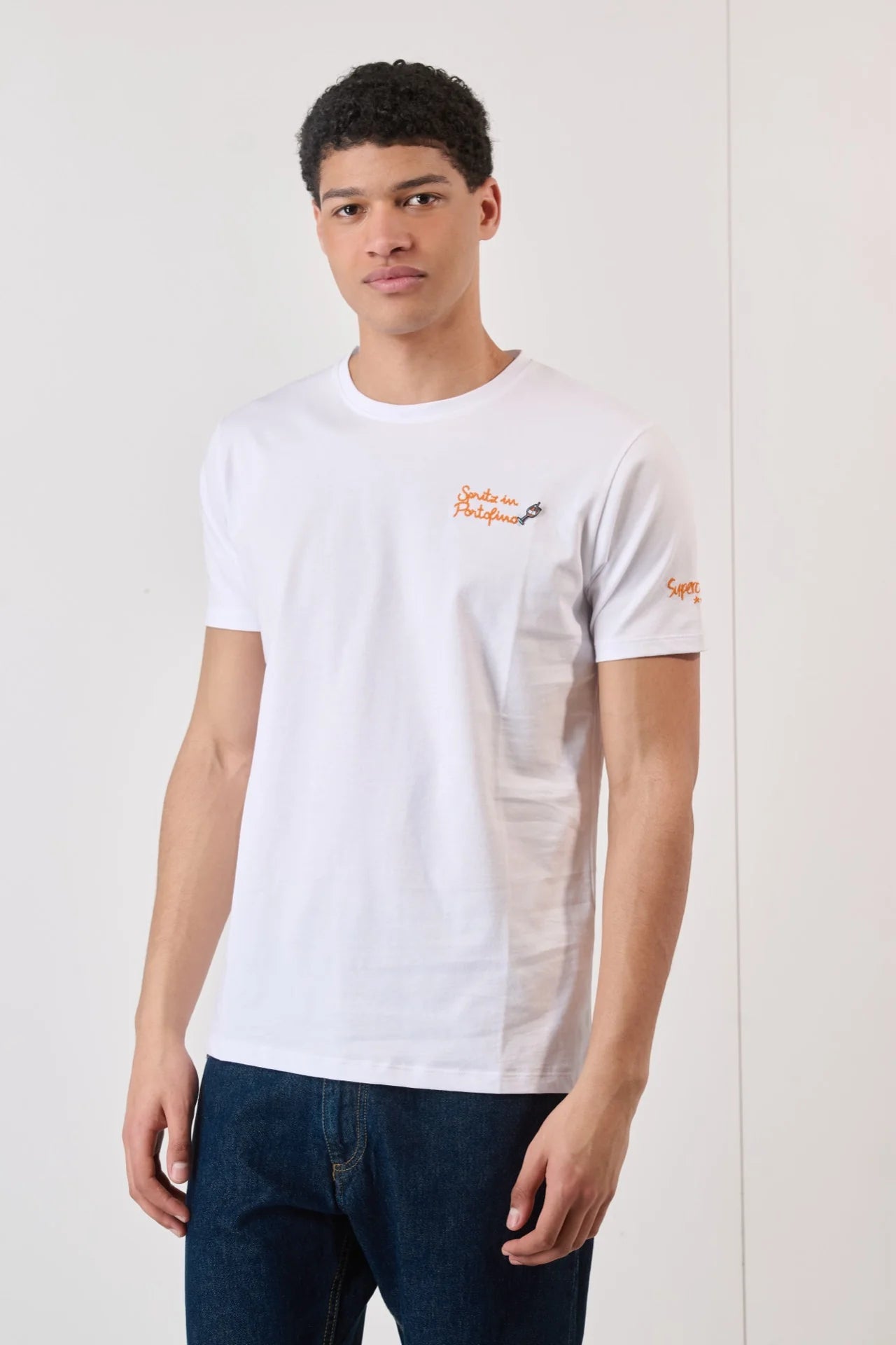 T-shirt SUPERCULTURE con Stampa e Ricamo SPRITZ IN PORTOFINO