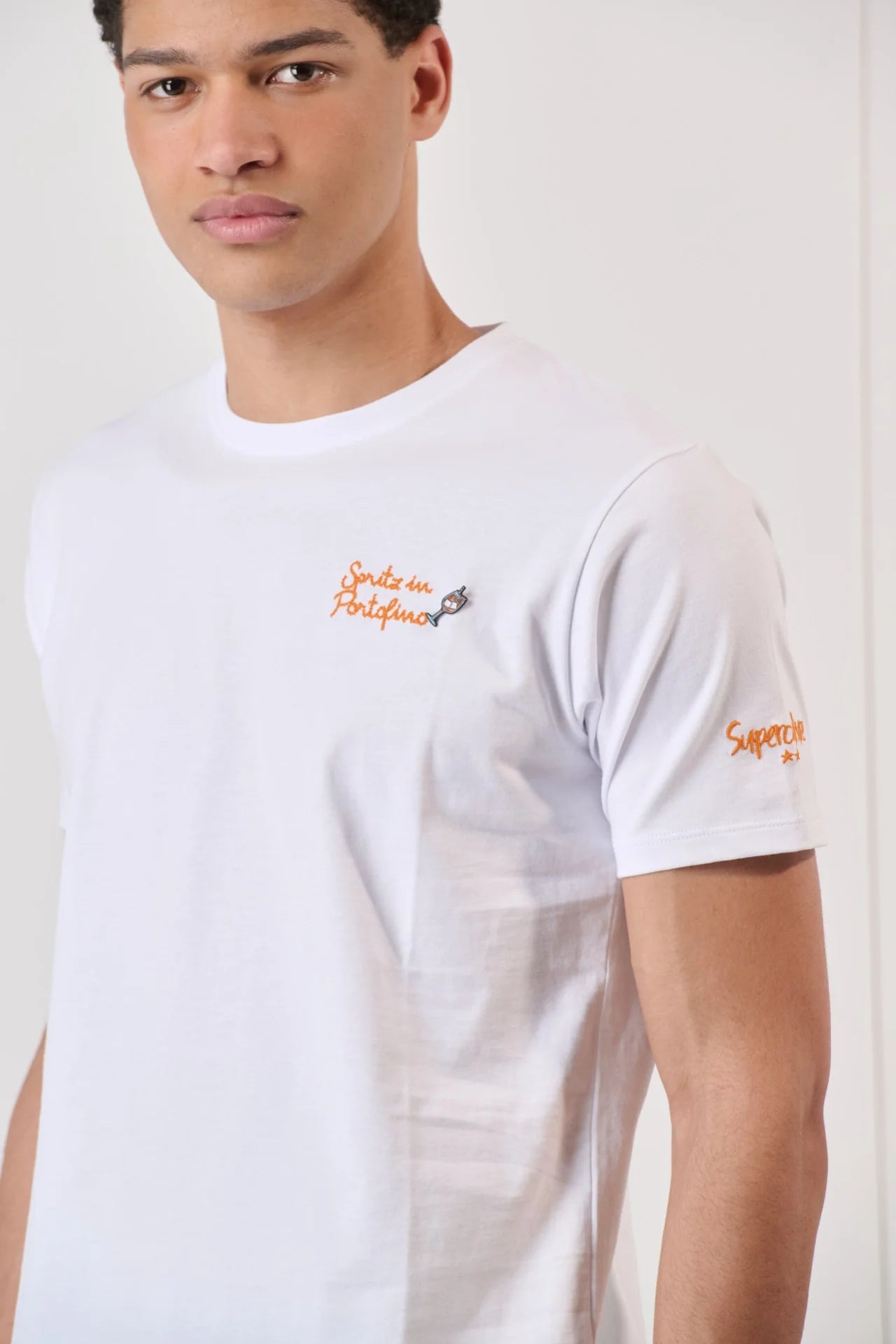 T-shirt SUPERCULTURE con Stampa e Ricamo SPRITZ IN PORTOFINO