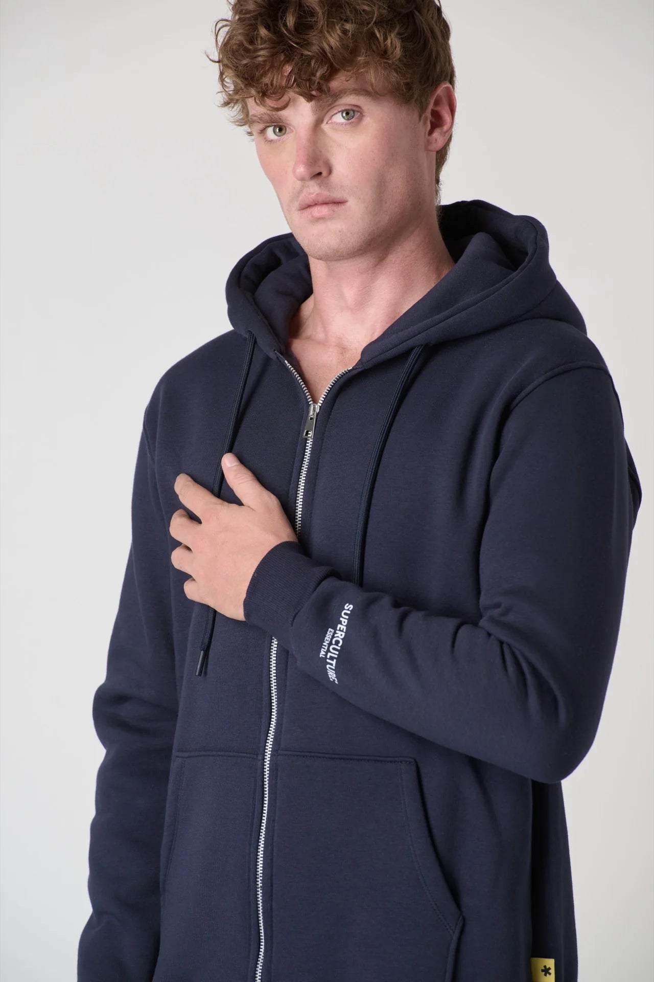 Felpa SUPERCULTURE JUST - fullzip con cappuccio monocolor