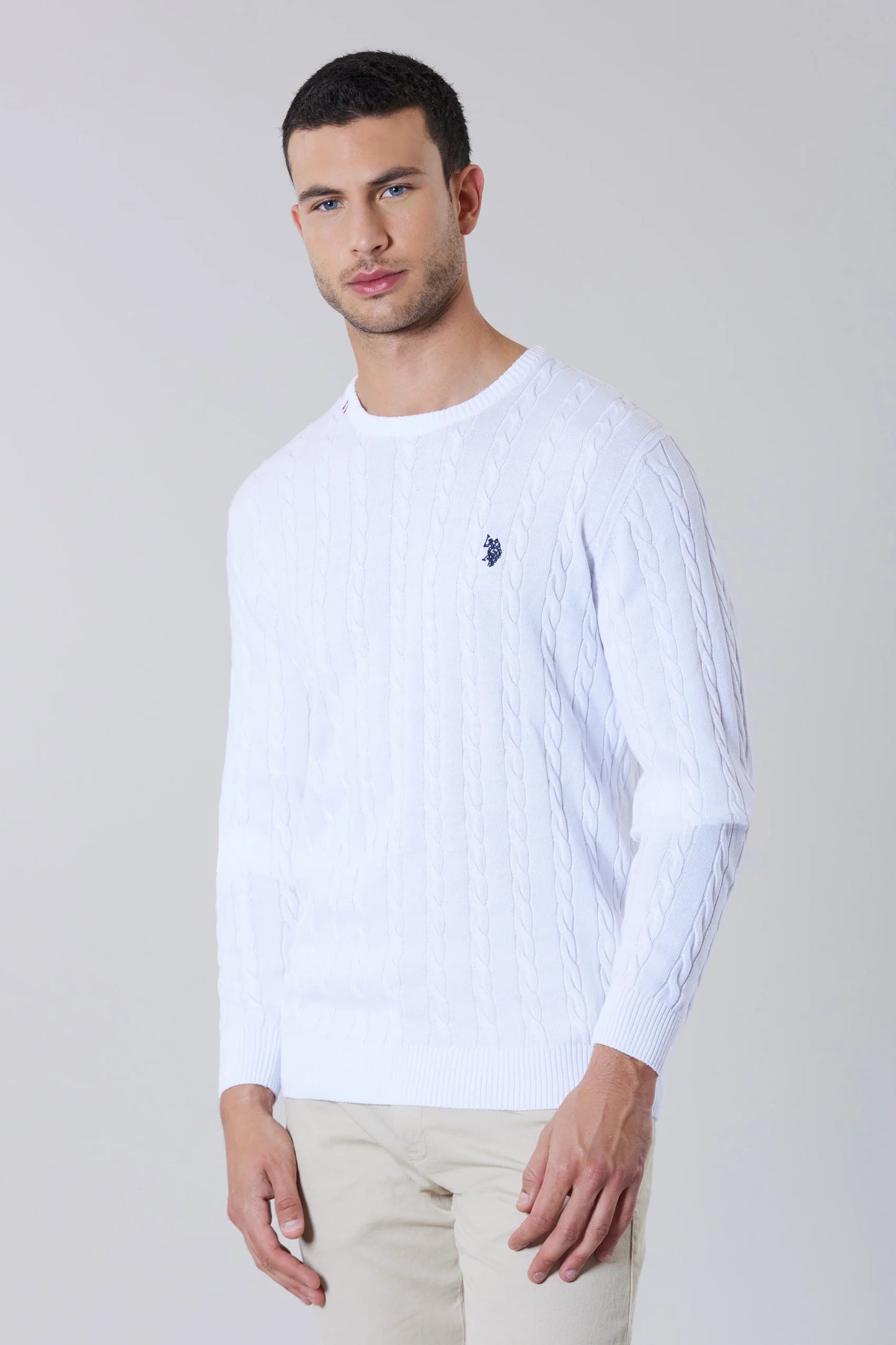Maglia U.S. POLO girocollo in cotone a treccia