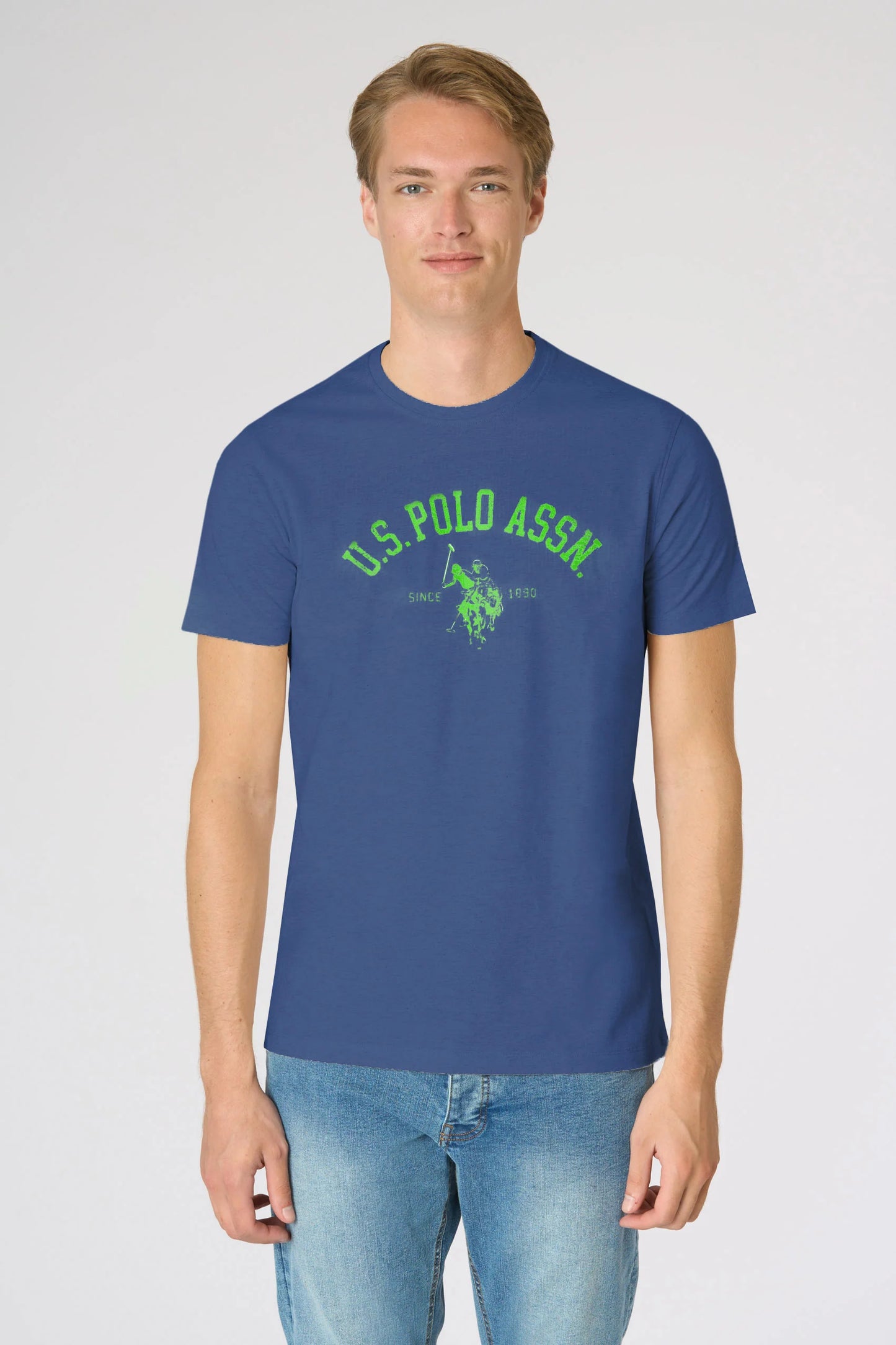 T-shirt U.S. polo in cotone melange Premium Quality con stampa frontale p/e 26