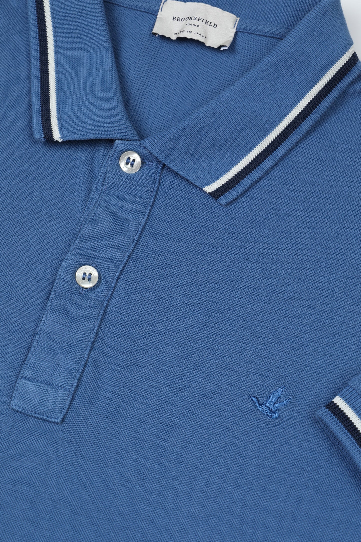 Polo BROOKSFIELD in piquet con collo e polsi rigati p/e 26