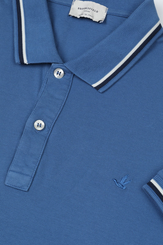 Polo BROOKSFIELD in piquet con collo e polsi rigati p/e 26