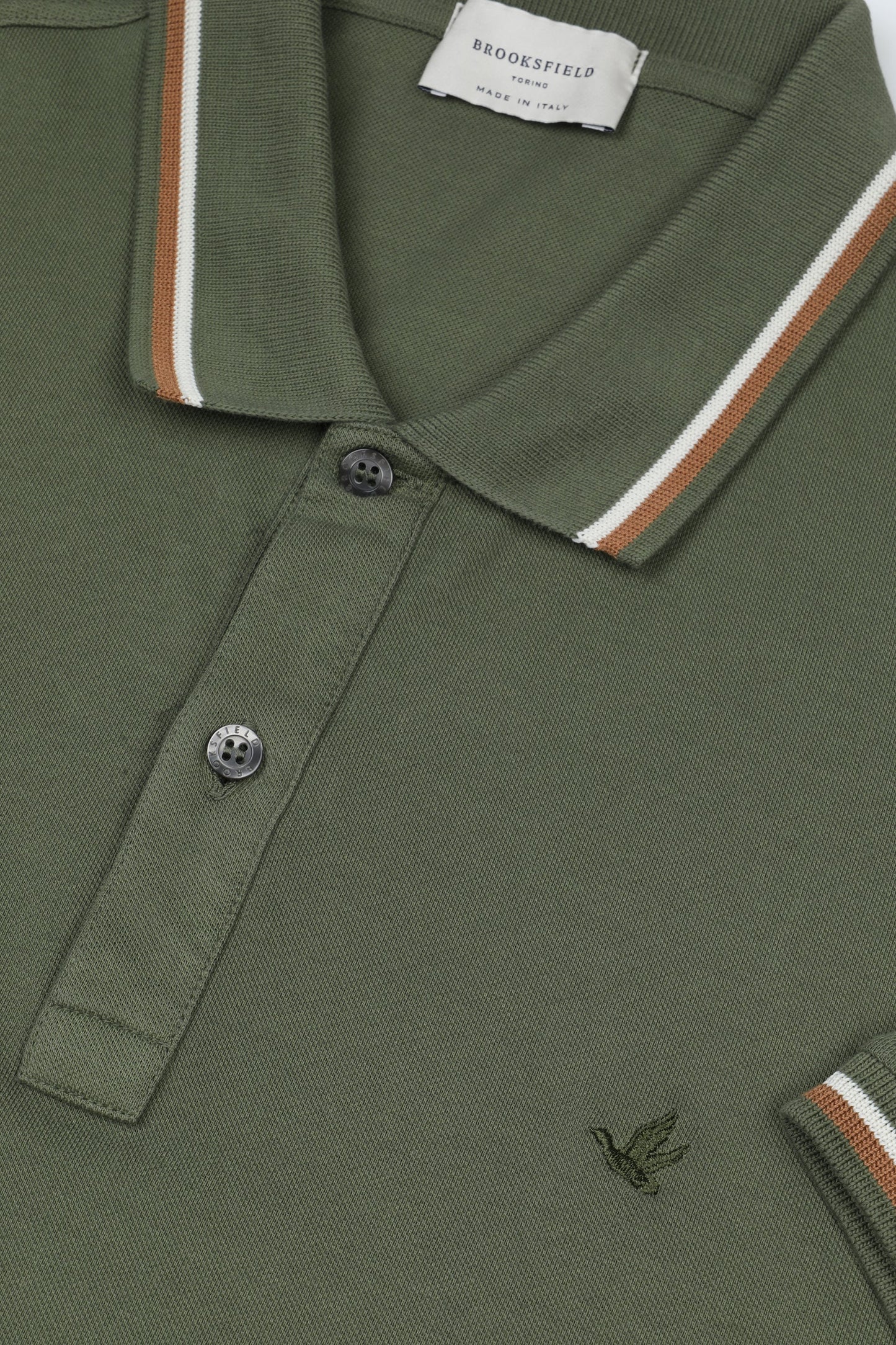 Polo BROOKSFIELD in piquet con collo e polsi rigati p/e 26