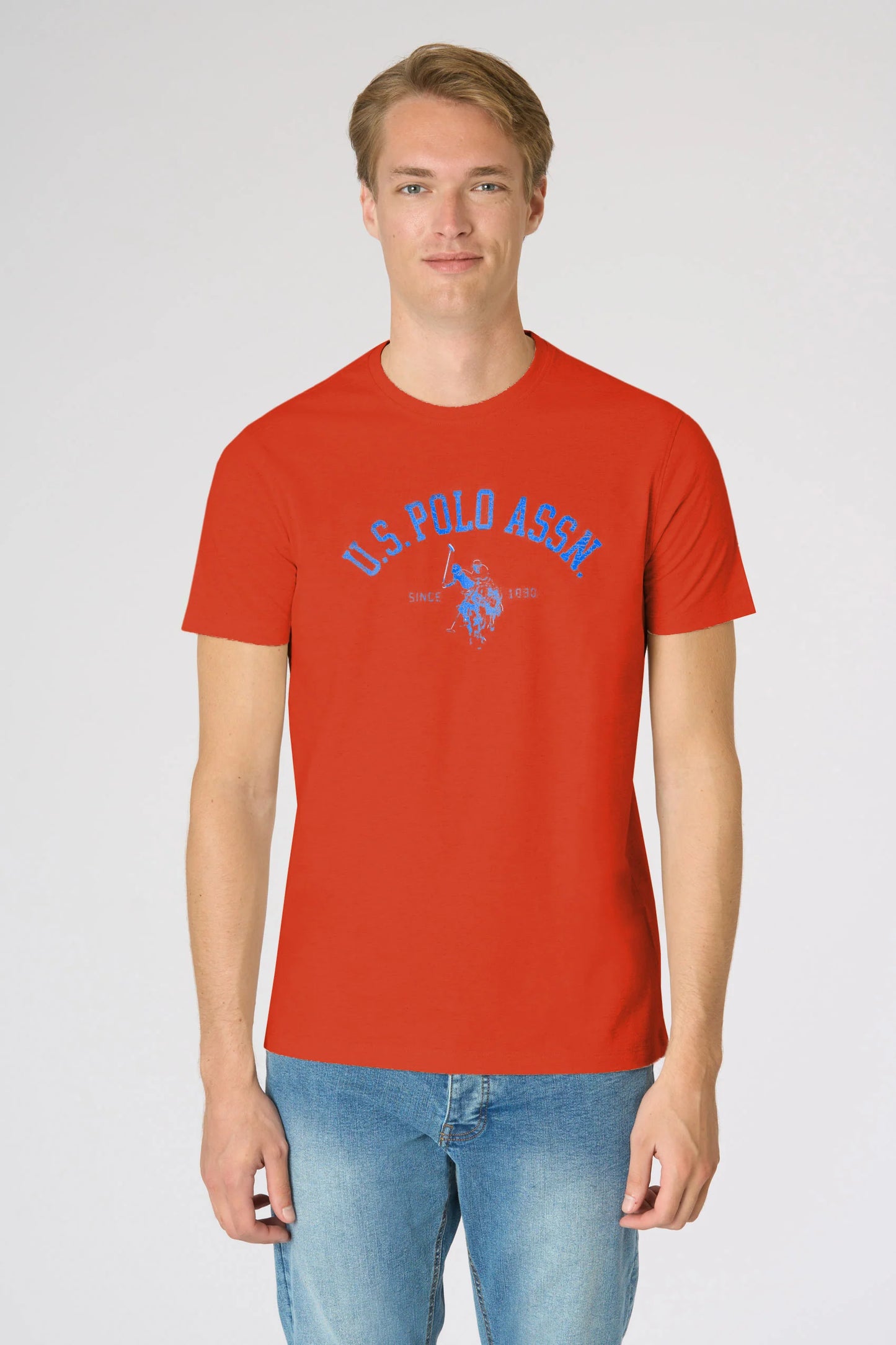 T-shirt U.S. polo in cotone melange Premium Quality con stampa frontale p/e 26
