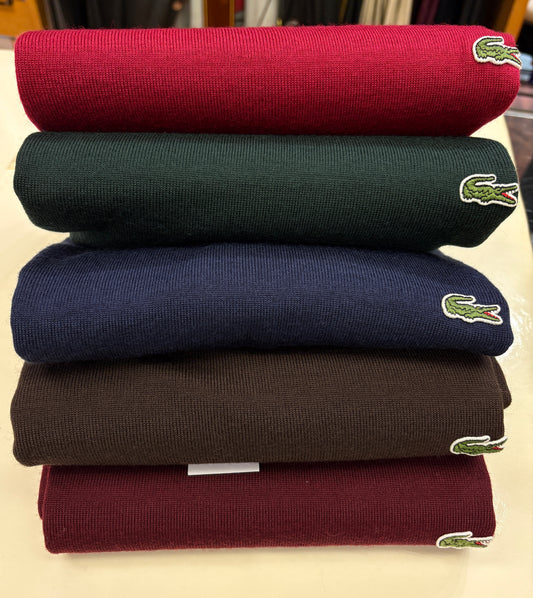 Maglione LACOSTE girocollo monocromatico in mistolana AH3225