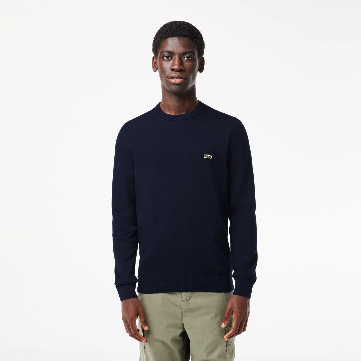 Maglione LACOSTE girocollo monocromatico in mistolana AH3225