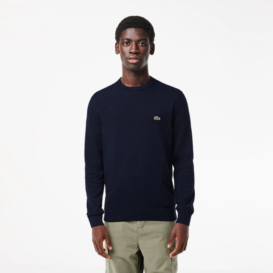 Maglione LACOSTE girocollo monocromatico in mistolana AH3225