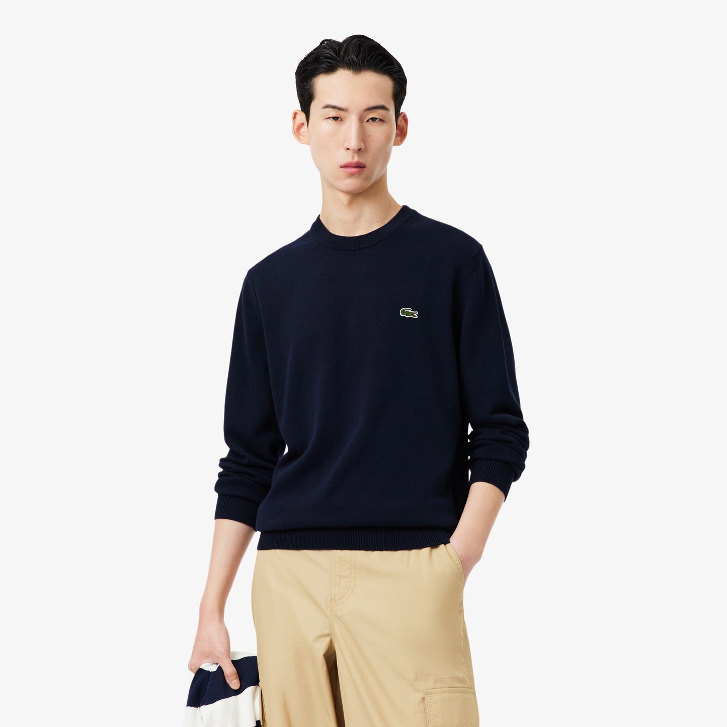 Pullover LACOSTE girocollo monocromatico in cotone p/e 26