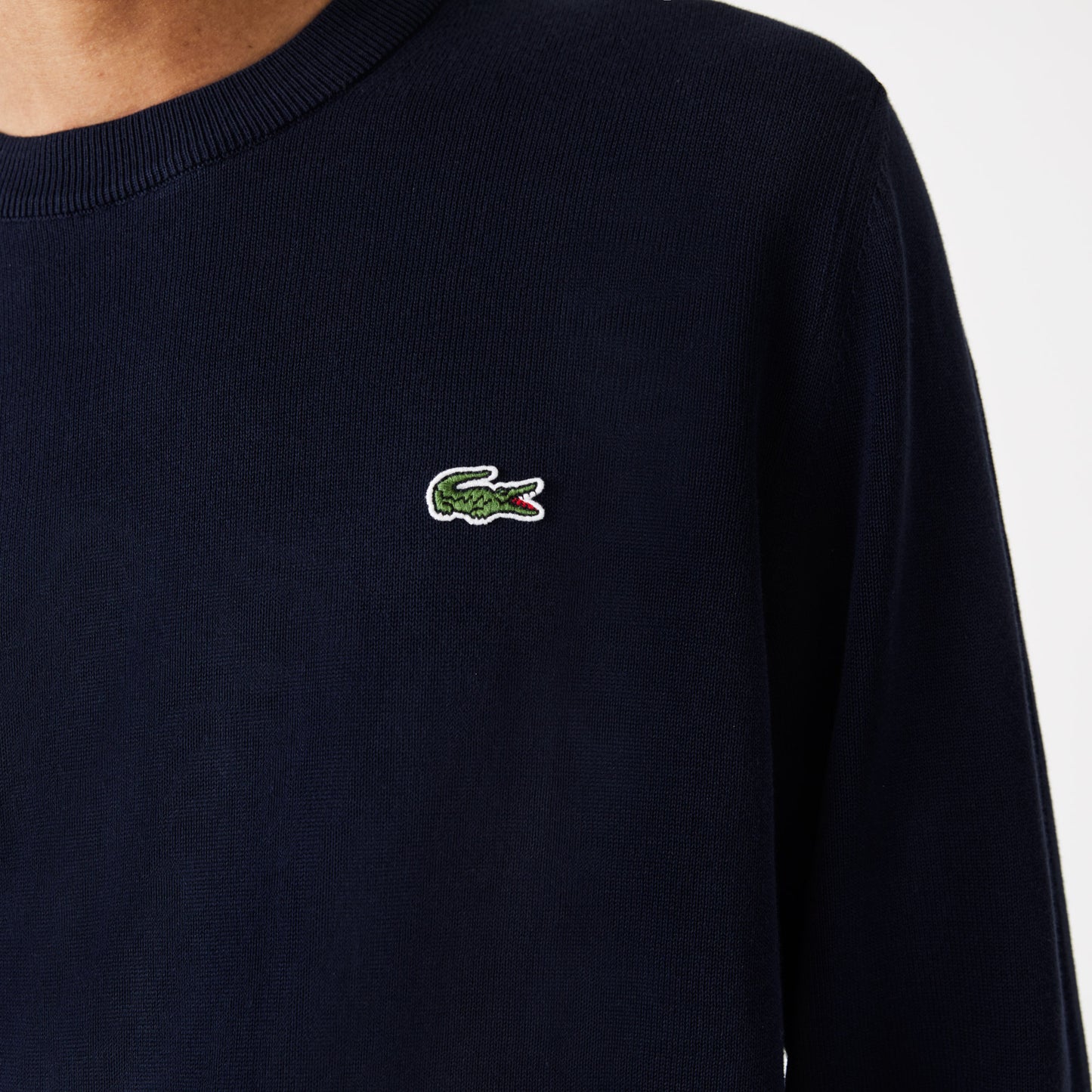 Maglione LACOSTE girocollo monocromatico in mistolana AH3225
