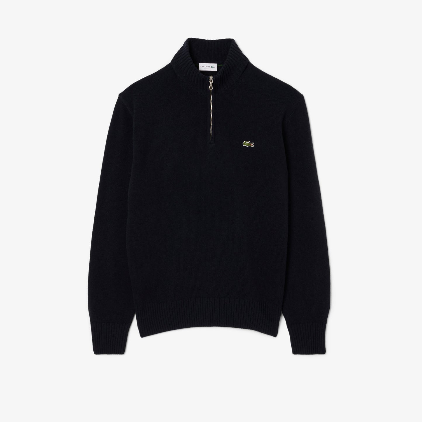 Maglione LACOSTE collo alto in lana cardata con zip AH3052
