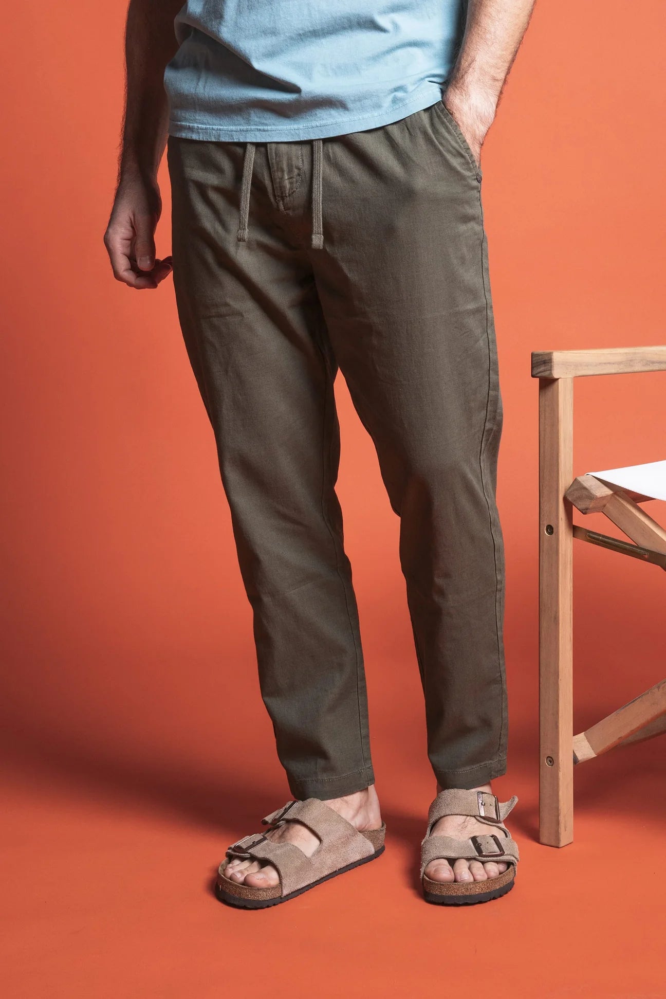 PANTALONE IMPURE COMFORT MISTO LINO CON LACCETTI