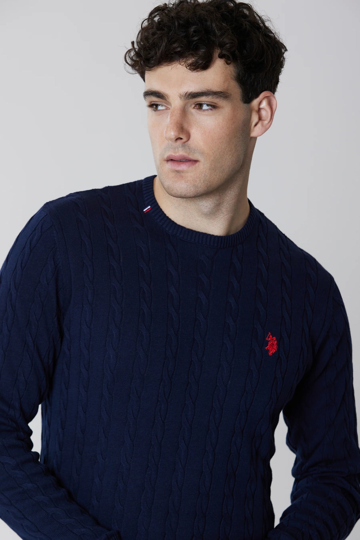 Maglia U.S. POLO girocollo in cotone a treccia