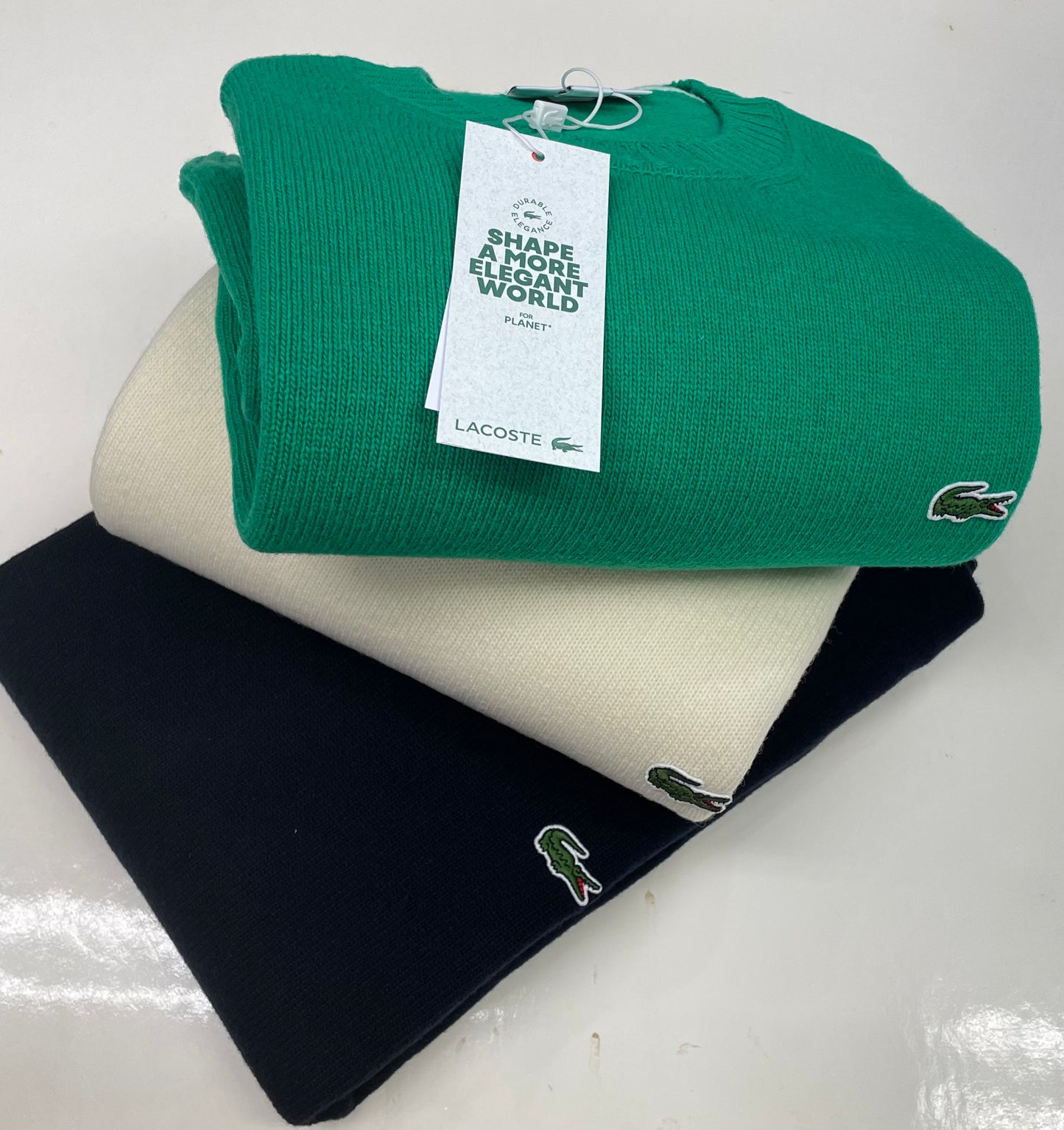 Maglione LACOSTE girocollo monocromatico 100% lana AH2916