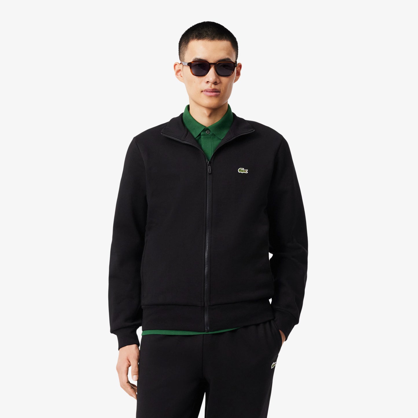 Felpa LACOSTE in cotone a collo alto con zip art. SH9622