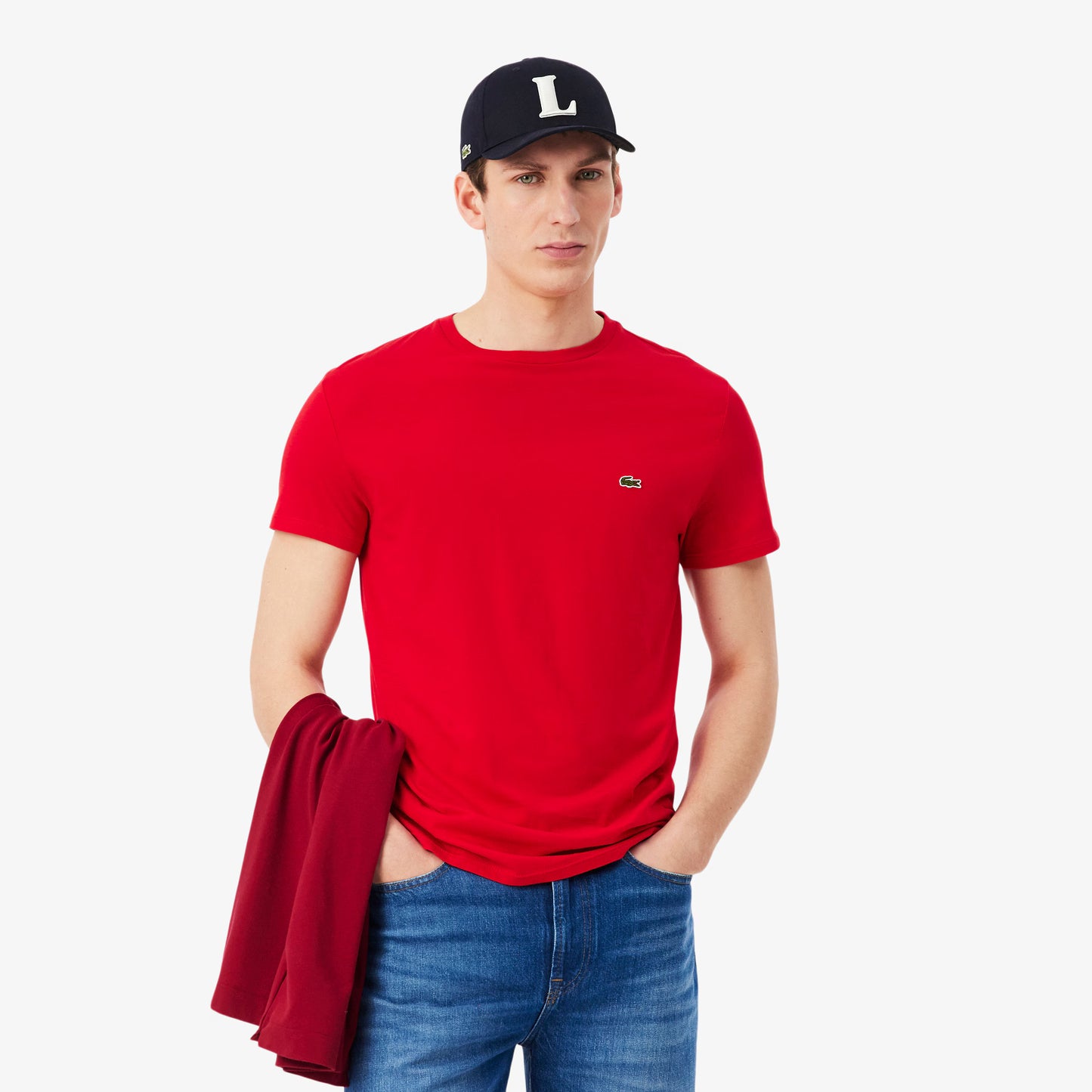 T-shirt LACOSTE girocollo monocromatico in cotone pima p/e 26