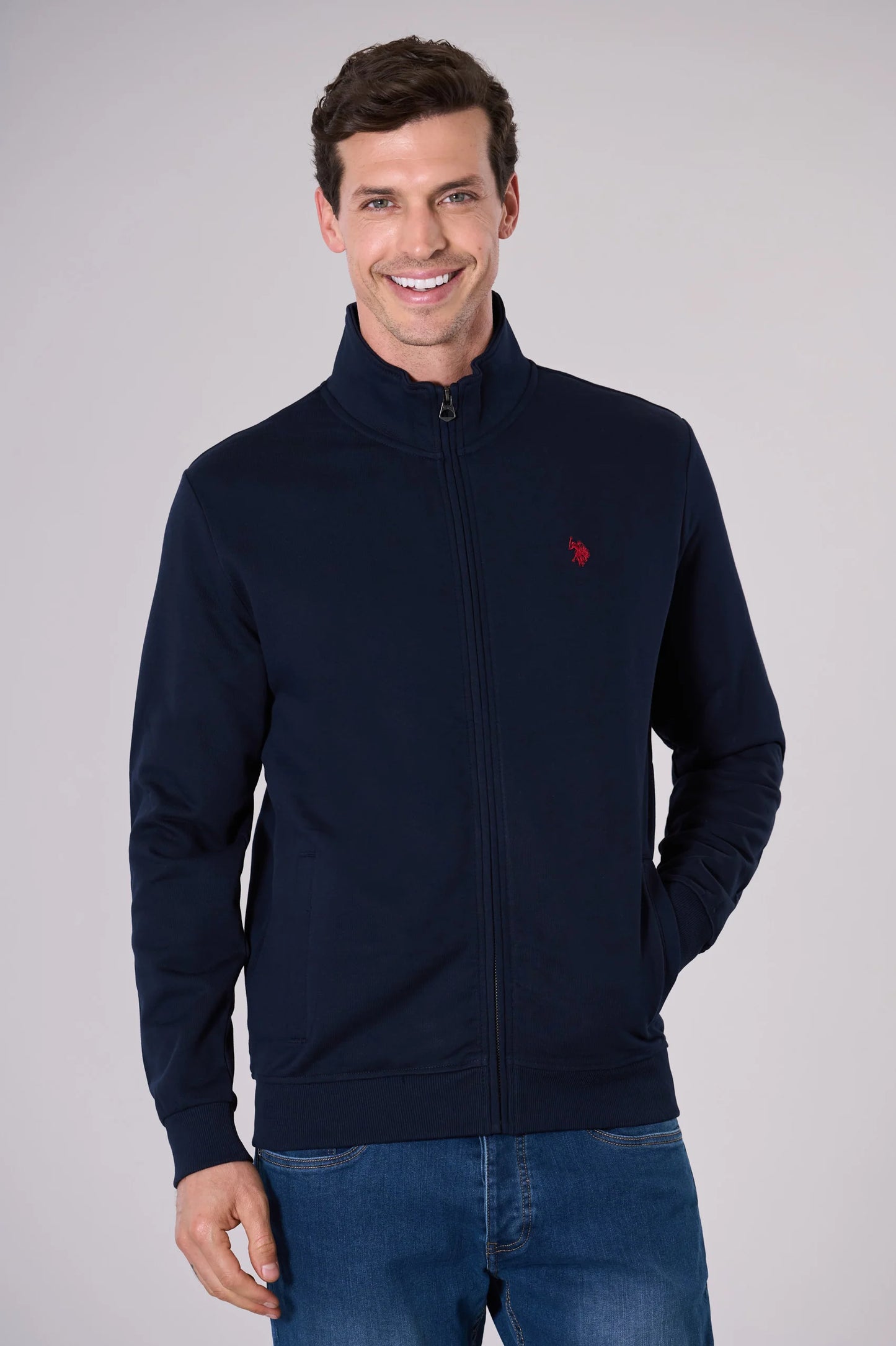 Felpa U.S. POLO  in cotone con chiusura zip