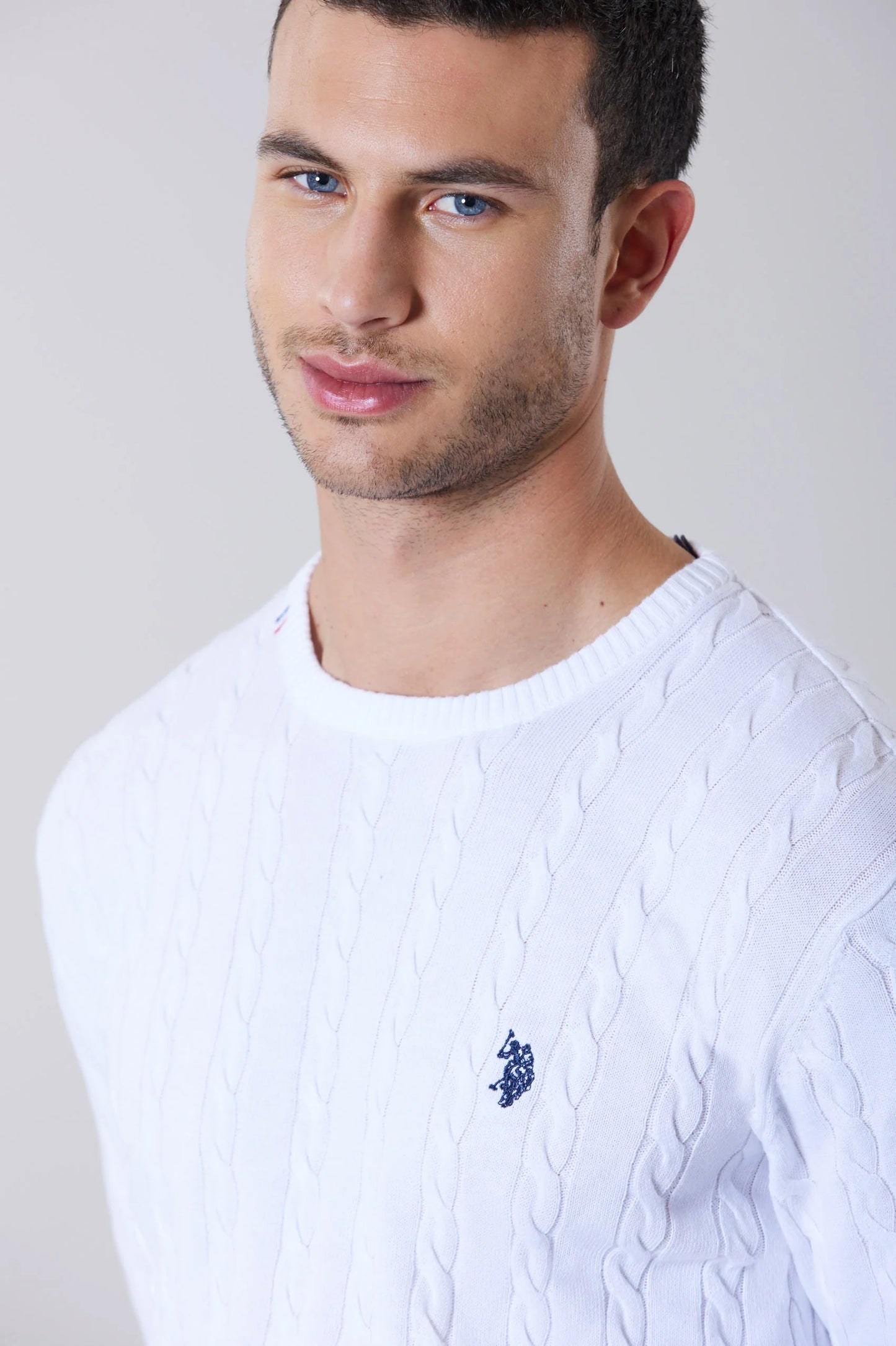Maglia U.S. POLO girocollo in cotone a treccia
