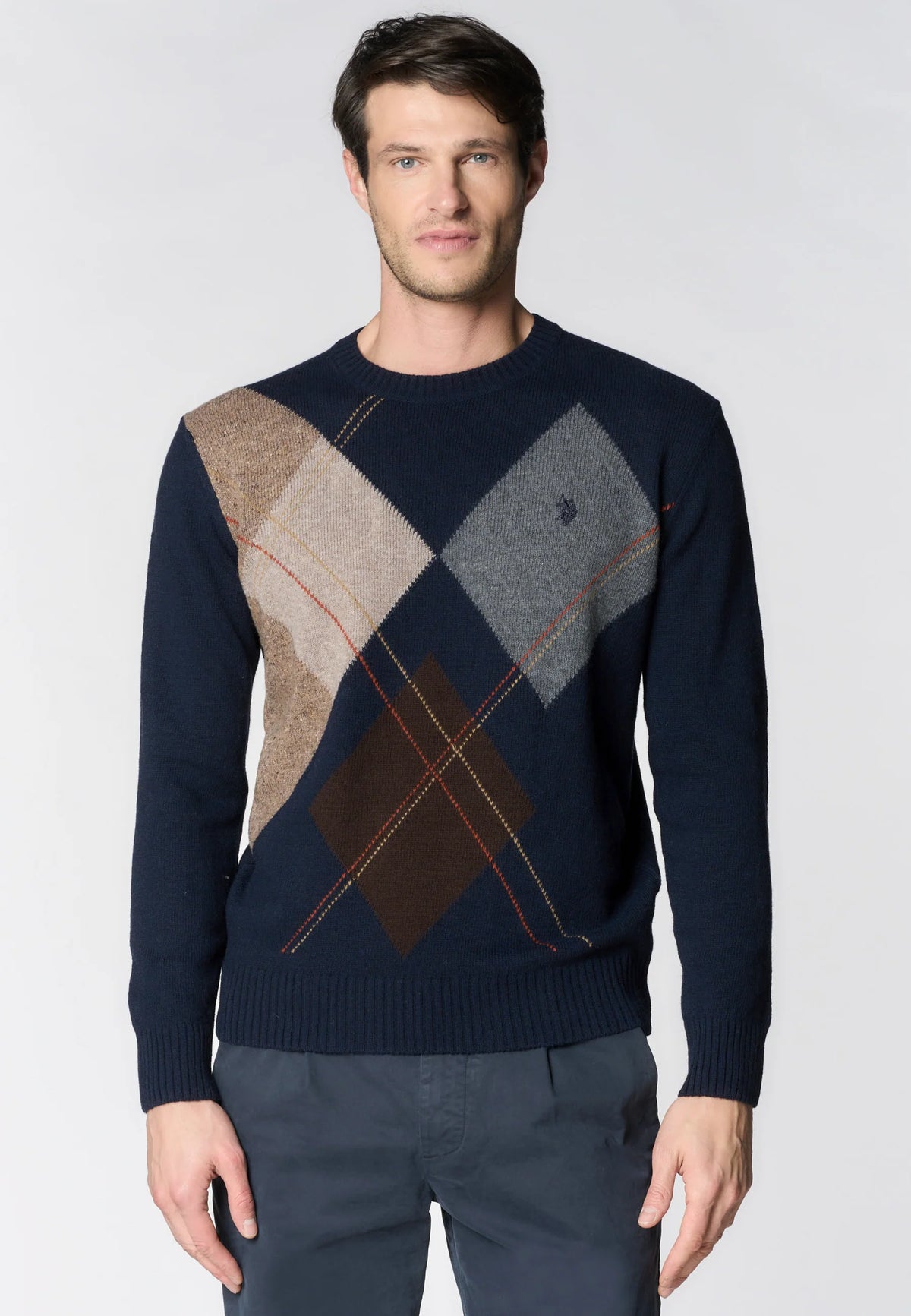 Maglia U.S. POLO  in lana motivo argyle  art. 173030
